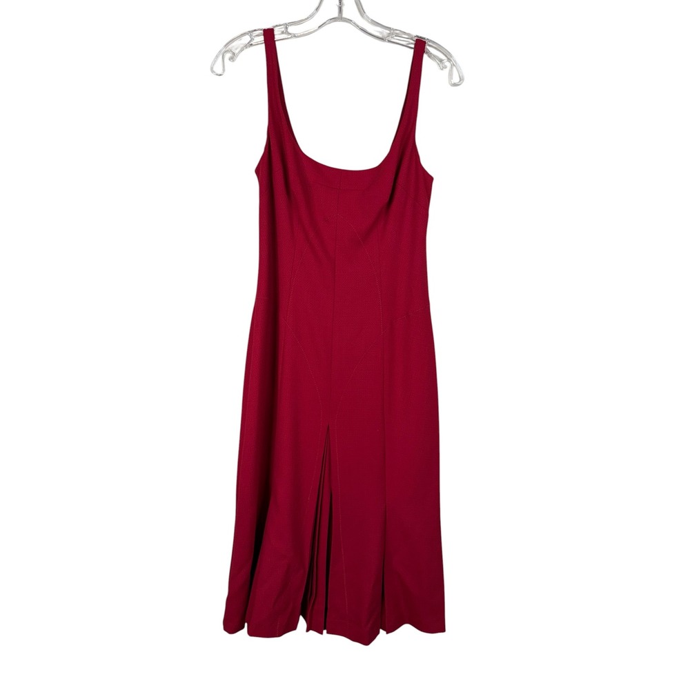 D&G Dolce & Gabbana Red Classic Party Sleeveless Pleated Midi Dress IT 44 NEW